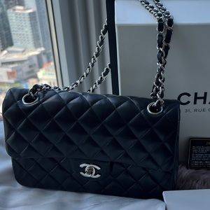 Chanel Lambskin Quilted Small Double Flap - Black